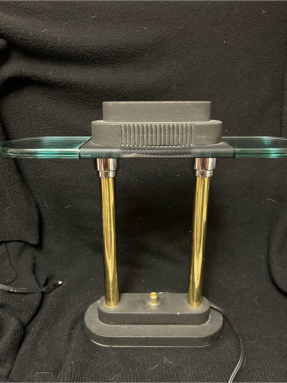 Vintage Black and Gold Robert Sonneman Bankers Table Lamp